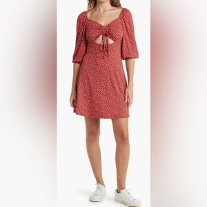Good Luck Gem Ruched Cutout 3/4 Sleeve Dress (BNWT)